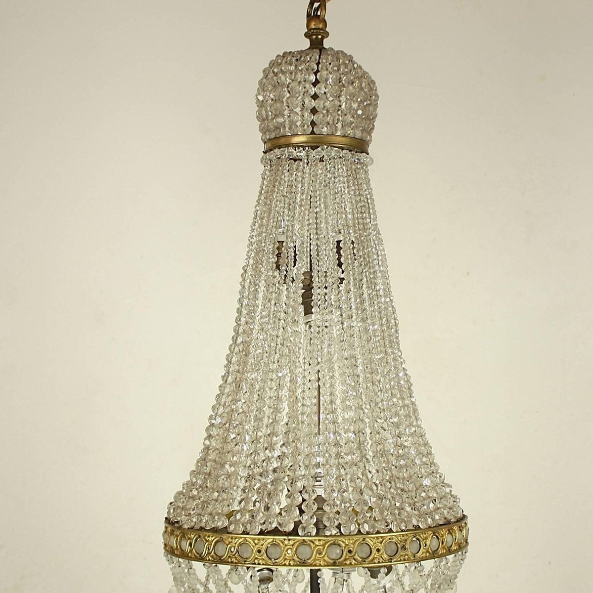 French Empire Style Cut-Crystal Tent and Bag Chandelier