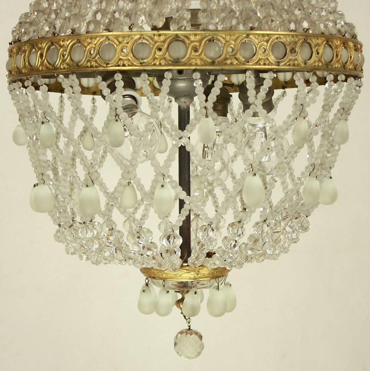 French Empire Style Cut-Crystal Tent and Bag Chandelier