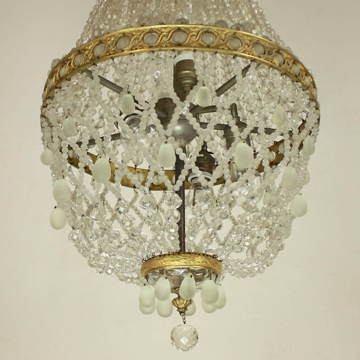 French Empire Style Cut-Crystal Tent and Bag Chandelier