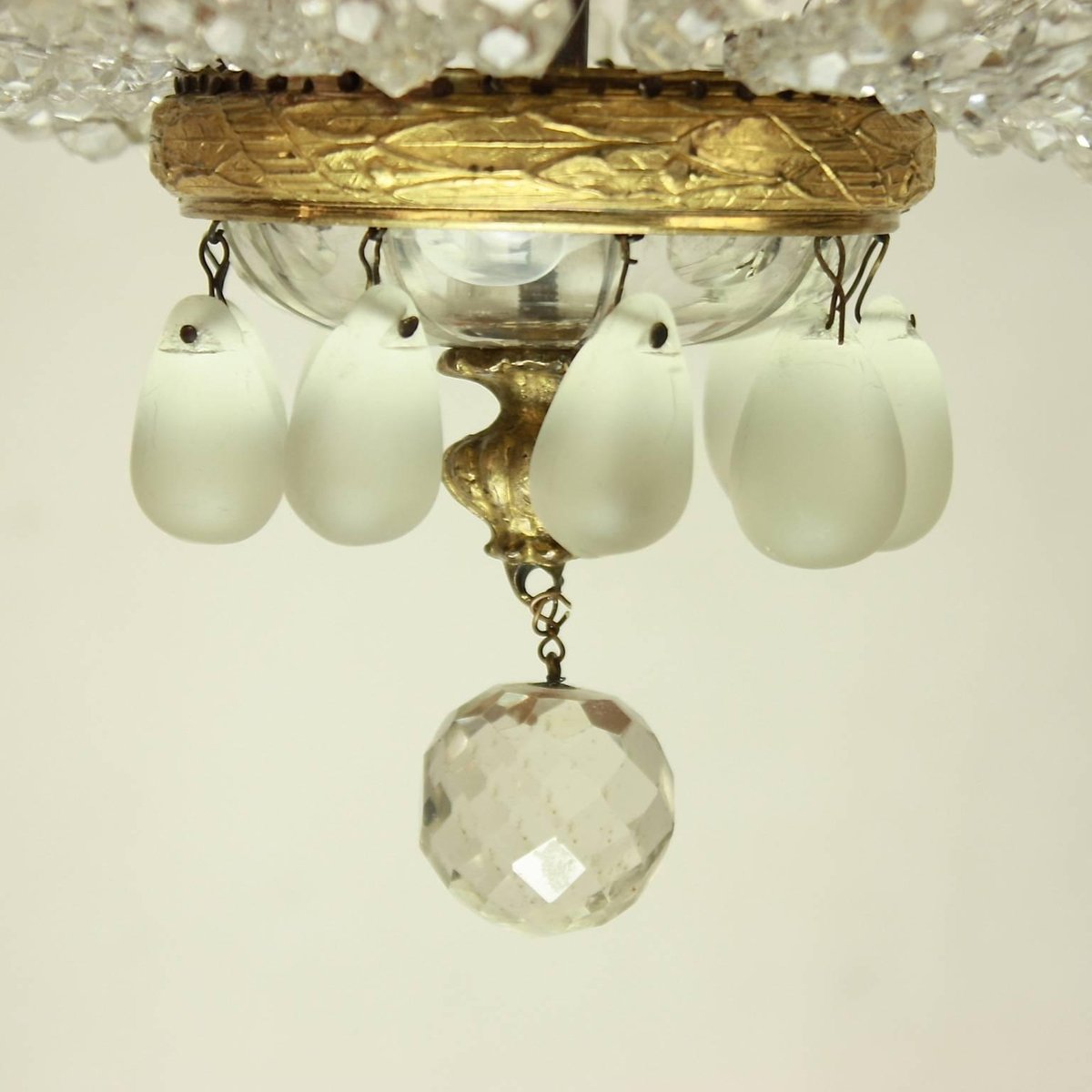 French Empire Style Cut-Crystal Tent and Bag Chandelier