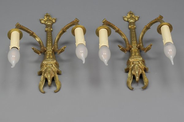 French Empire Style Gilt Bronze 2-Light Sconces, Early 20th Century, Set of 2-KEG-1192990