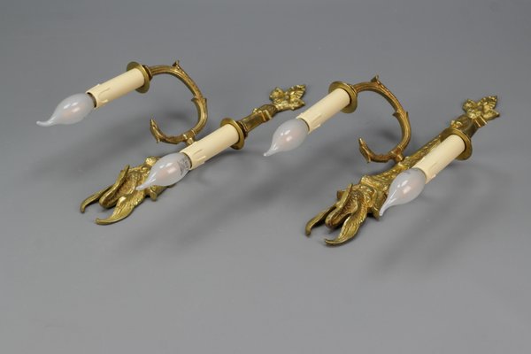 French Empire Style Gilt Bronze 2-Light Sconces, Early 20th Century, Set of 2-KEG-1192990