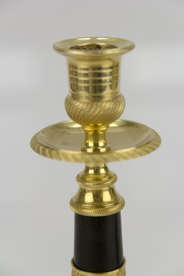 French Empire Style Gilt Bronze and Patinated Brass Candlesticks, Set of 2-KEG-796224