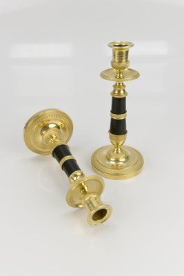 French Empire Style Gilt Bronze and Patinated Brass Candlesticks, Set of 2-KEG-796224