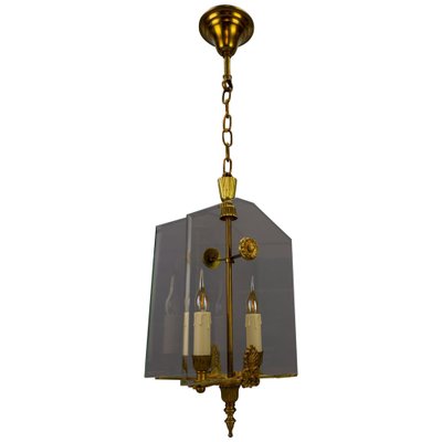 French Empire Style Glass and Bronze Pendant Light, 1950s-KEG-1721356