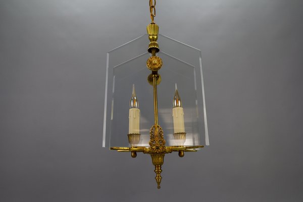 French Empire Style Glass and Bronze Pendant Light, 1950s-KEG-1721356