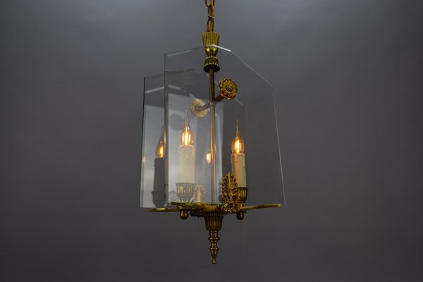 French Empire Style Glass and Bronze Pendant Light, 1950s-KEG-1721356