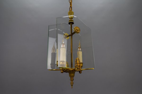 French Empire Style Glass and Bronze Pendant Light, 1950s-KEG-1721356