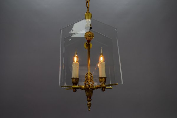 French Empire Style Glass and Bronze Pendant Light, 1950s-KEG-1721356