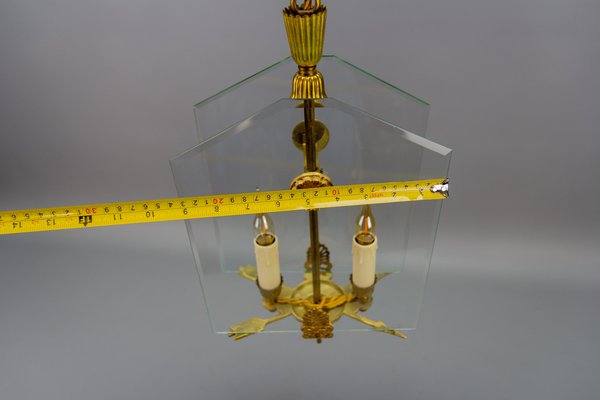 French Empire Style Glass and Bronze Pendant Light, 1950s-KEG-1721356