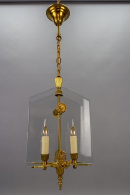 French Empire Style Glass and Bronze Pendant Light, 1950s-KEG-1721356