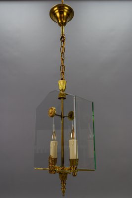 French Empire Style Glass and Bronze Pendant Light, 1950s-KEG-1721356