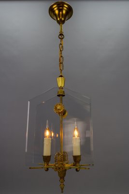 French Empire Style Glass and Bronze Pendant Light, 1950s-KEG-1721356