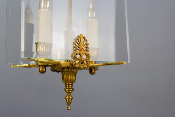 French Empire Style Glass and Bronze Pendant Light, 1950s-KEG-1721356