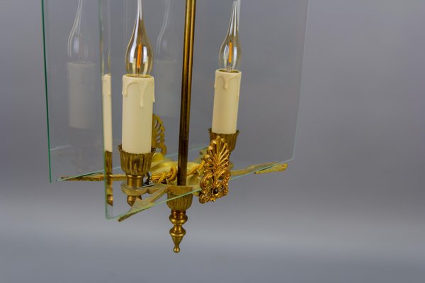 French Empire Style Glass and Bronze Pendant Light, 1950s-KEG-1721356