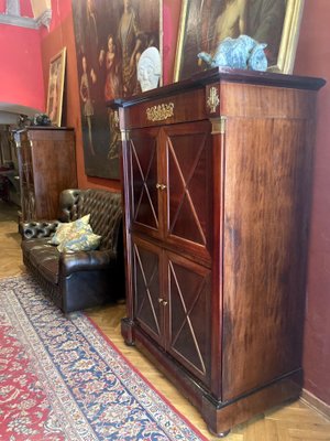 French Empire Style Mahogany and Ormolu Four Doors Cabinet, Armoire or Dry Bar-AXE-1433414