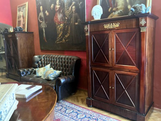 French Empire Style Mahogany and Ormolu Four Doors Cabinet, Armoire or Dry Bar-AXE-1433414