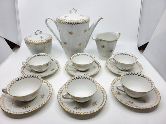 French Empire Style Porcelain Tea Service Decorated with Fine Gold from Sologne, 20th Century, Set of 15-QCI-2034725