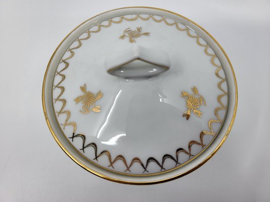 French Empire Style Porcelain Tea Service Decorated with Fine Gold from Sologne, 20th Century, Set of 15-QCI-2034725