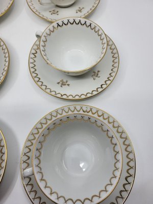 French Empire Style Porcelain Tea Service Decorated with Fine Gold from Sologne, 20th Century, Set of 15-QCI-2034725