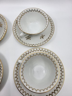 French Empire Style Porcelain Tea Service Decorated with Fine Gold from Sologne, 20th Century, Set of 15-QCI-2034725