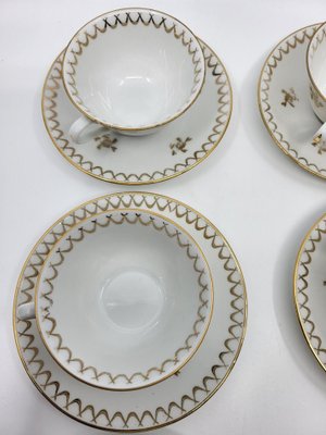 French Empire Style Porcelain Tea Service Decorated with Fine Gold from Sologne, 20th Century, Set of 15-QCI-2034725