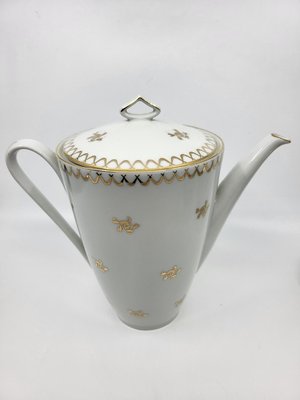 French Empire Style Porcelain Tea Service Decorated with Fine Gold from Sologne, 20th Century, Set of 15-QCI-2034725