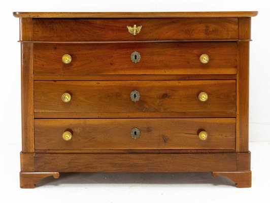 French Empire Style Walnut Commode Chest of Drawers, 1920s-RIU-1364690