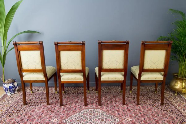 French Empire Style Walnut Table and Chairs, 1920s, Set of 8-KEG-1771119