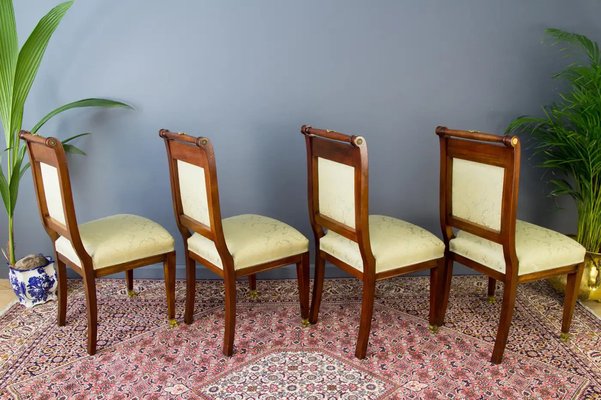 French Empire Style Walnut Table and Chairs, 1920s, Set of 8-KEG-1771119