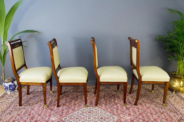 French Empire Style Walnut Table and Chairs, 1920s, Set of 8-KEG-1771119