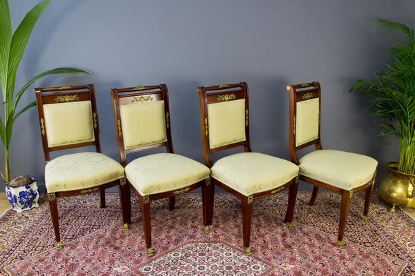 French Empire Style Walnut Table and Chairs, 1920s, Set of 8-KEG-1771119