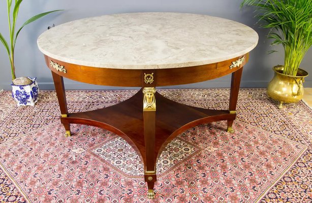 French Empire Style Walnut Table and Chairs, 1920s, Set of 8-KEG-1771119