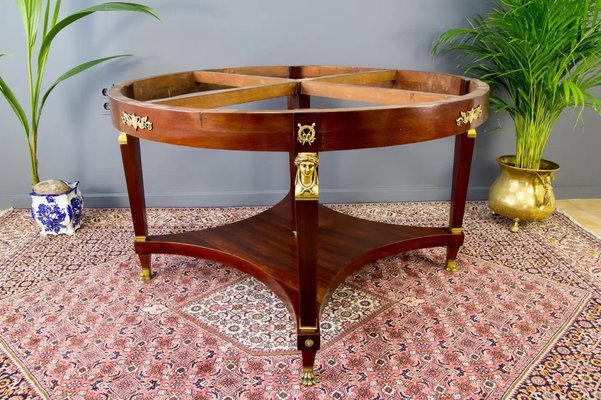 French Empire Style Walnut Table and Chairs, 1920s, Set of 8-KEG-1771119