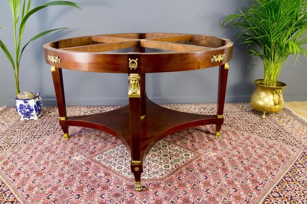 French Empire Style Walnut Table and Chairs, 1920s, Set of 8-KEG-1771119