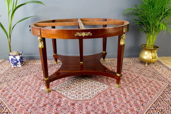 French Empire Style Walnut Table and Chairs, 1920s, Set of 8-KEG-1771119