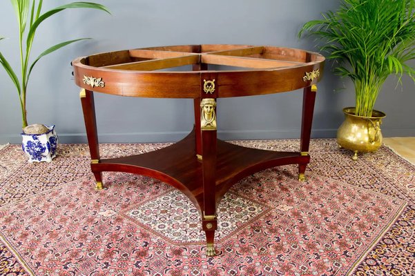 French Empire Style Walnut Table and Chairs, 1920s, Set of 8-KEG-1771119