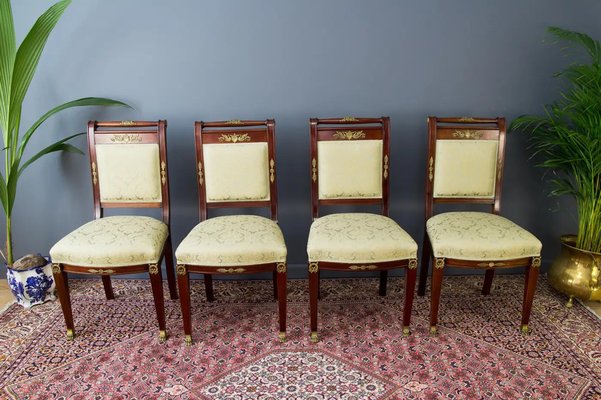 French Empire Style Walnut Table and Chairs, 1920s, Set of 8-KEG-1771119