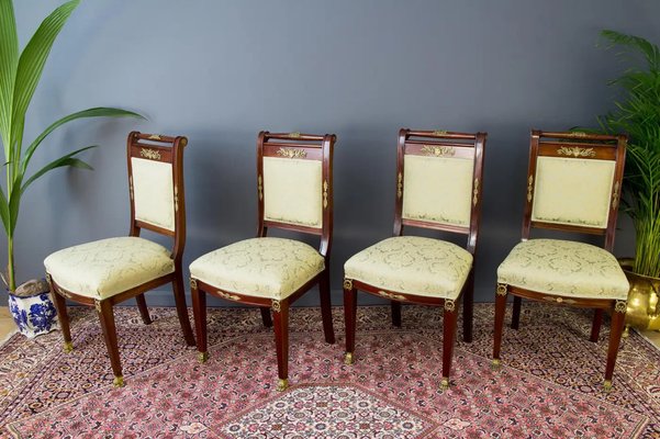 French Empire Style Walnut Table and Chairs, 1920s, Set of 8-KEG-1771119