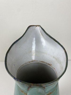 French Enamel Water Jug with Flower Decor, 1930s-WZZ-1279865