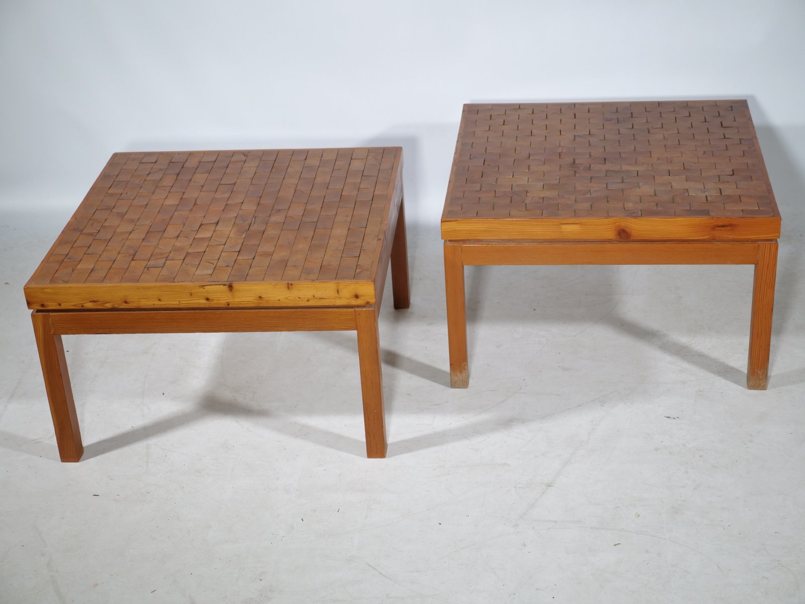 French End Grain Mosaic Tables, 1970s, Set of 2