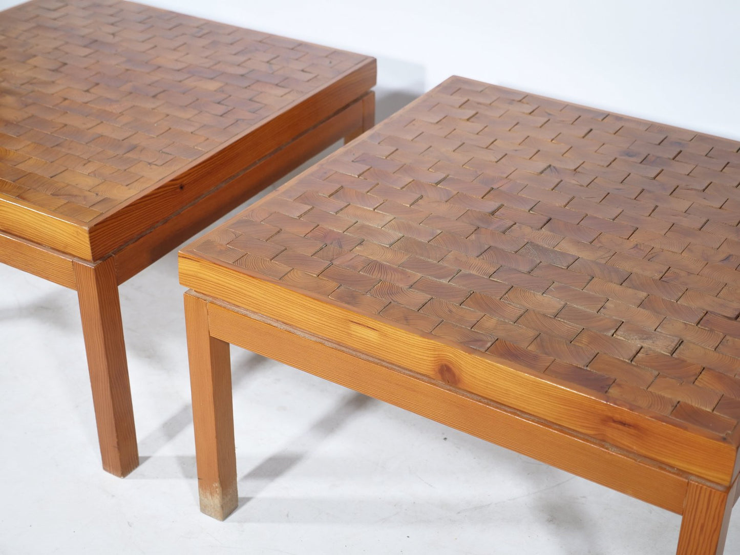 French End Grain Mosaic Tables, 1970s, Set of 2