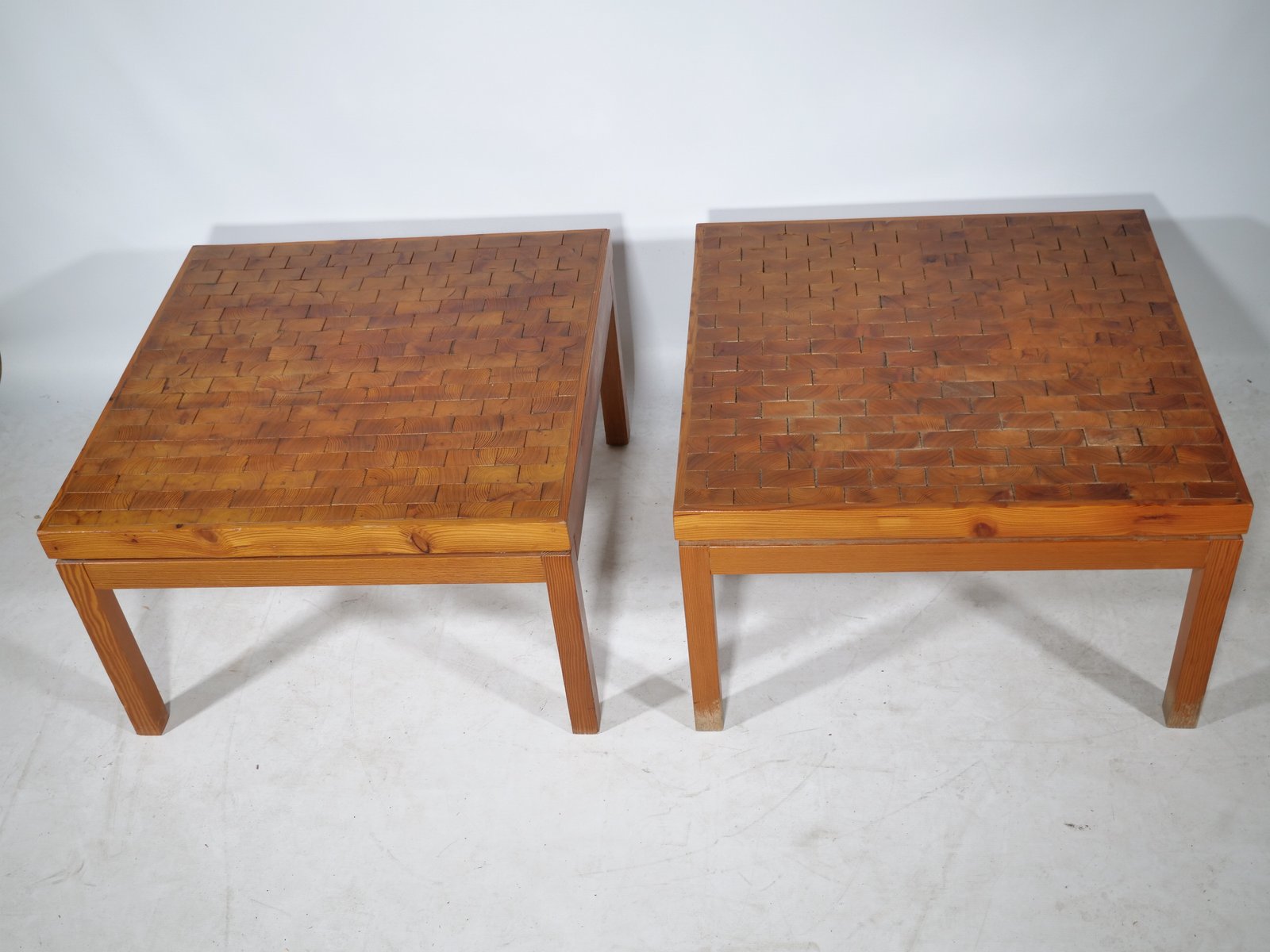 French End Grain Mosaic Tables, 1970s, Set of 2