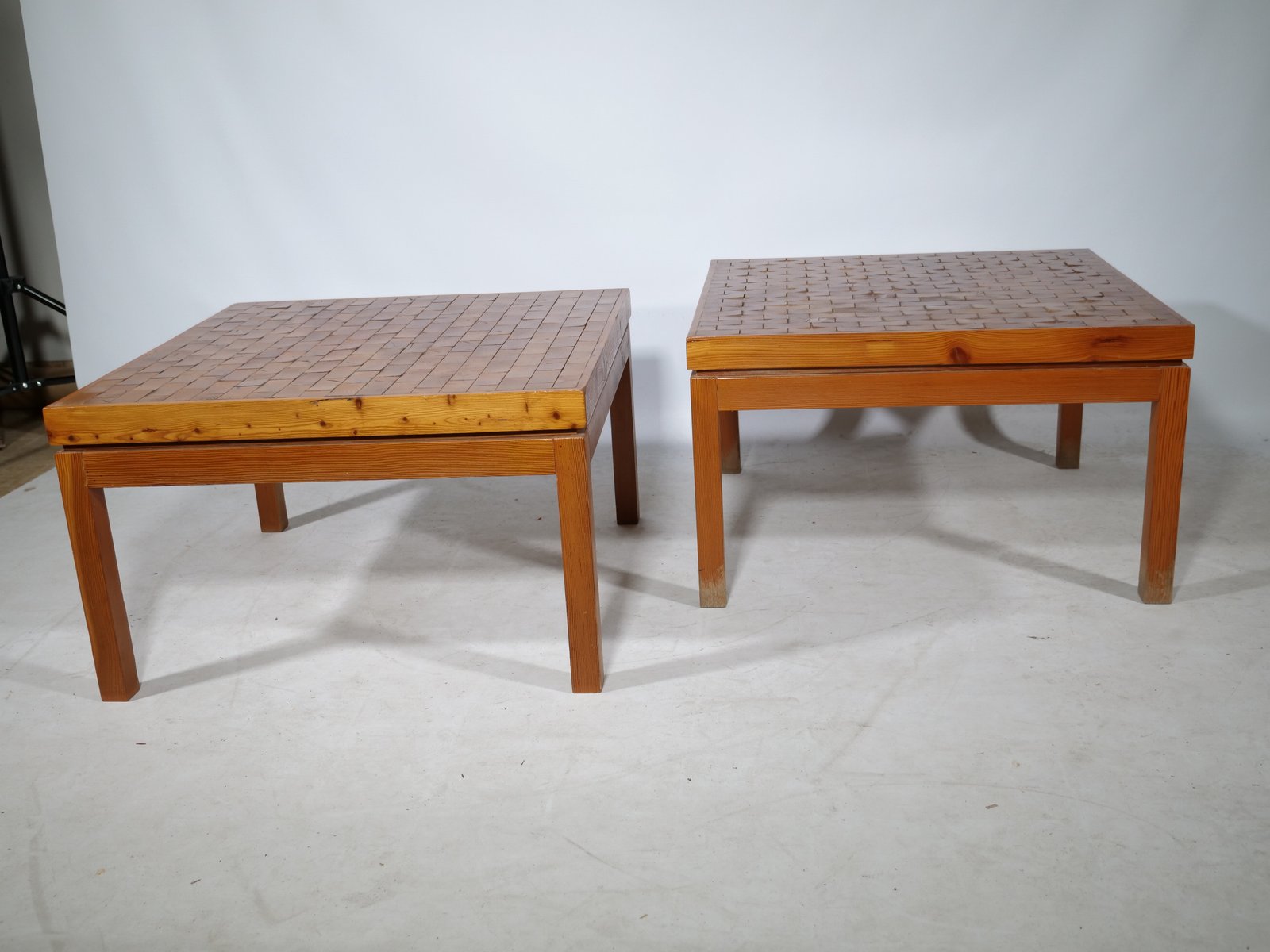 French End Grain Mosaic Tables, 1970s, Set of 2