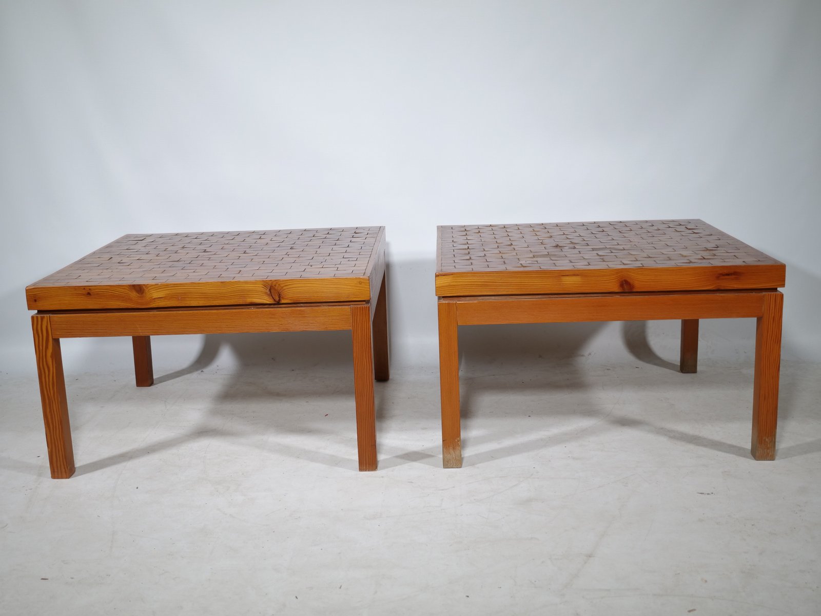 French End Grain Mosaic Tables, 1970s, Set of 2