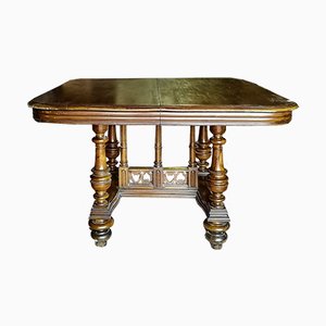 French Extendable Solid Walnut Dining Table, 1880s-RAQ-640633