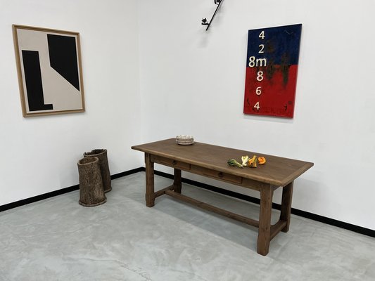 French Farm Table in Oak and Walnut, 1950s-WKI-1752597