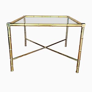 French Faux Bamboo and Brass Coffee Table, 1970s-LBS-2024498