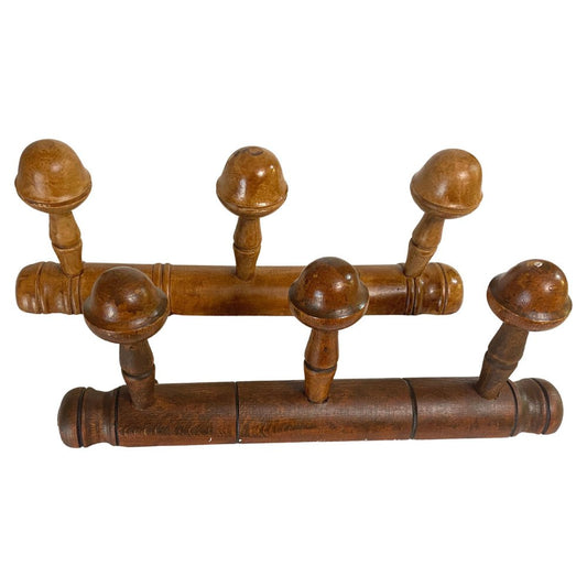 French Faux Bamboo Carved Coat & Hat Racks, France, 1920 Set of 2