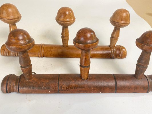 French Faux Bamboo Carved Coat & Hat Racks, France, 1920 Set of 2-UR-1754739